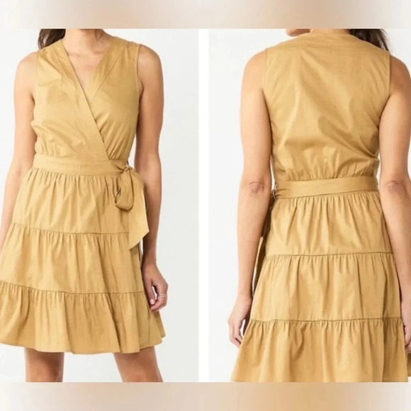 Nine West women's size L bright bronze sleeveless wrap dress - Picture 1 of 7